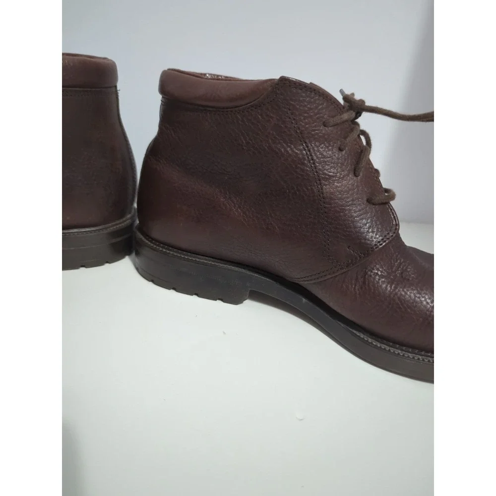 Eddie Bauer Boots Mens Sz 11 M Brown Pebble Leather Chukka Lace Up Casual Italy